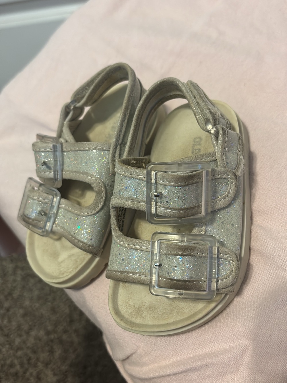 Old Navy Sparkle Double-Buckle Kids Sandals - Silver Glitter
